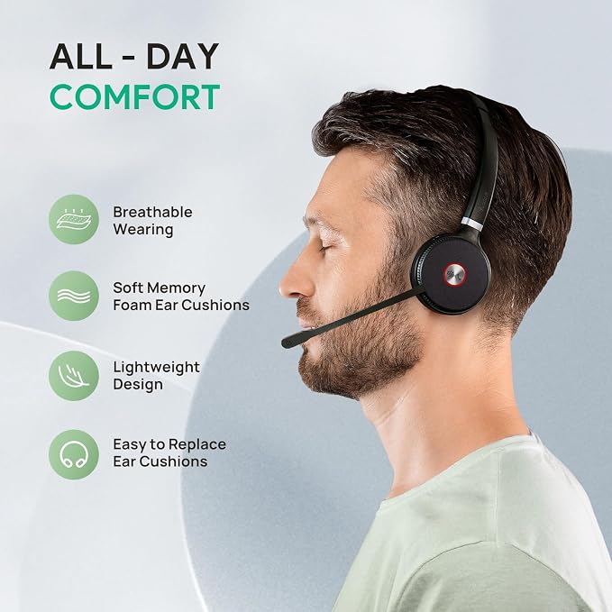 Yealink WH62 Dual Teams DECT Wireless Headset 525 ft Range, Work Headphones - Image 4