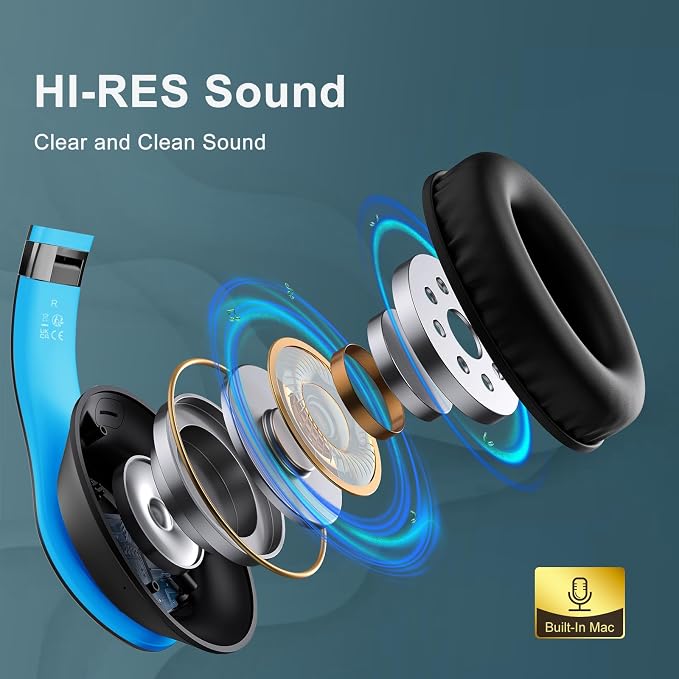 Wireless Bluetooth Headphones Over Ear, 65H Playtime HiFi Stereo Headset - Image 3