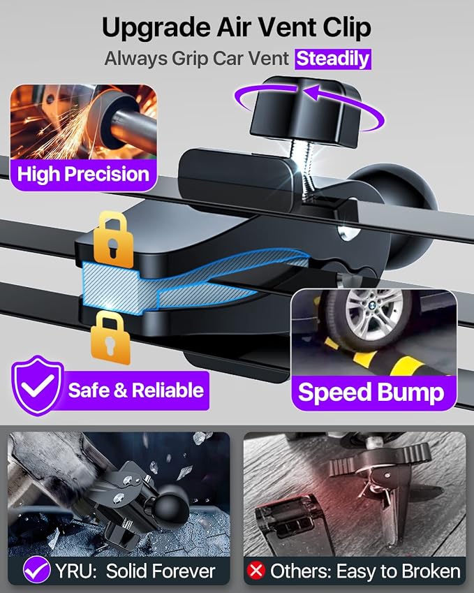 YRU Car Phone Holder Mount, Dashboard Cell Phone Holder - Image 5