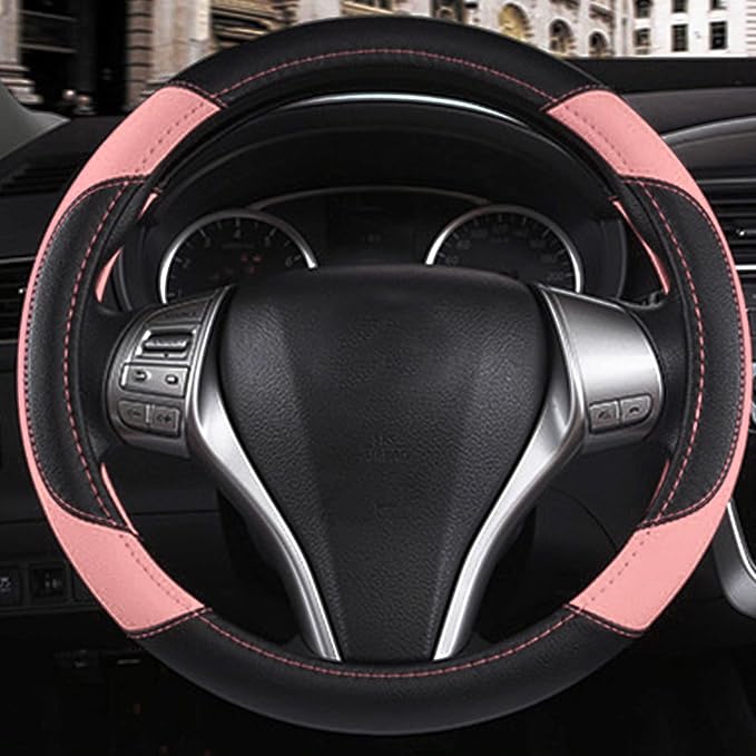 Leather Car Steering Wheel Cover, Non-Slip Car Wheel Cover Protector Breathable - Image 6