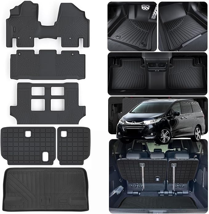 Floor Mats & Trunk Mats for 2011-2017 Honda Odyssey, TPE All Weather Protection by SANBAN-AXE