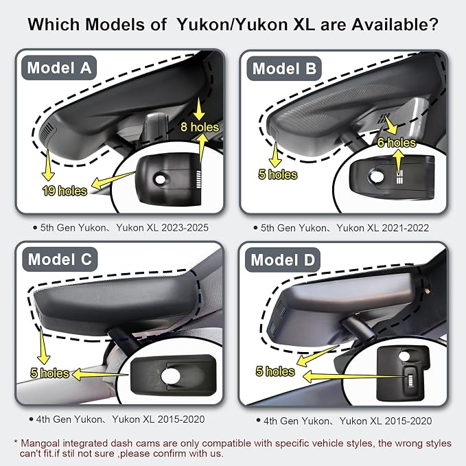 4K Dash Cam Custom fit for GMC Yukon, Yukon XL 2023 2024 2025, SLE SLT AT4 - Image 2
