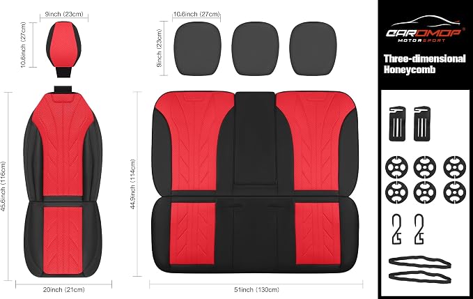 CAROMOP Luxury Faux Leather&Fabric Car Seat Covers Full Set - Image 8