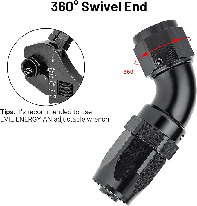 EVIL ENERGY 8AN 60 Degree One Piece Full Flow Hose End Fitting Swivel - Image 4