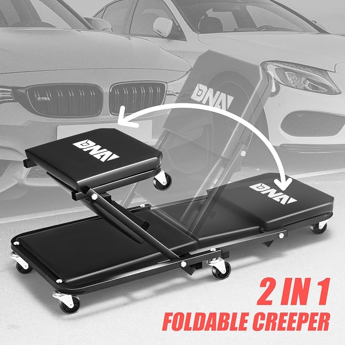 DNA MOTORING 36 Inches Folding 2 in 1 Rolling Z Creeper, Adjustable Roller - Image 4