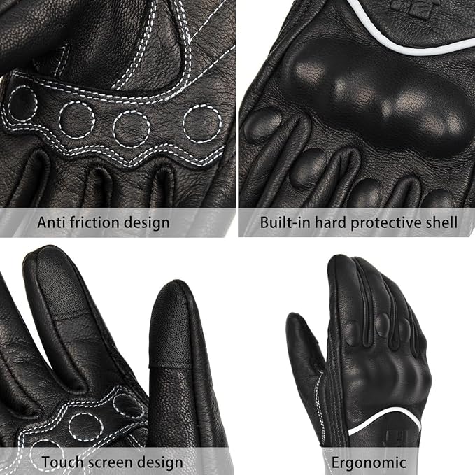 Harssidanzar Leather Motorcycle Gloves - Image 2