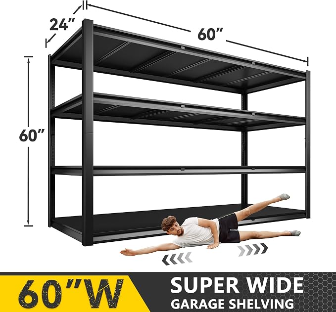 REIBII 60" W Garage Shelving Heavy Duty 2650LBS Storage Shelves Metal Shelving - Image 3