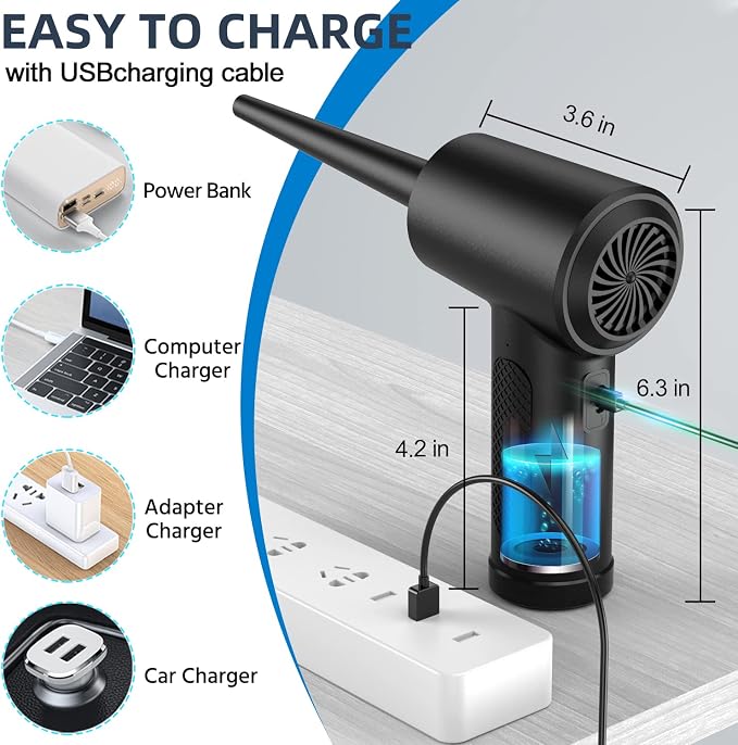 Electric Air Duster & Blower, 000RPM Compressed Air Duster - Image 5