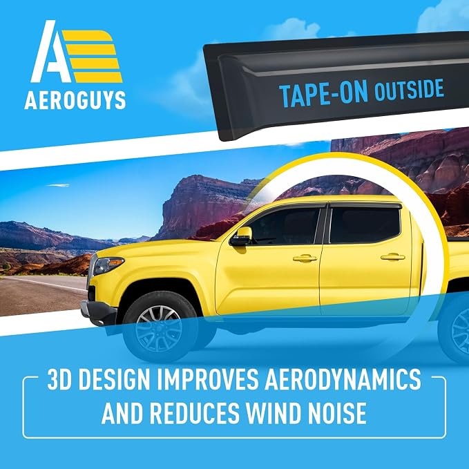 Extra Durable Window Deflectors Tape-On Window Visors Rain Guards Fit - Image 5