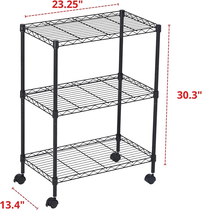 3 Tier Wire Shelving Unit Storage Rack, Metal Heavy Duty Utility Organizers - Image 3