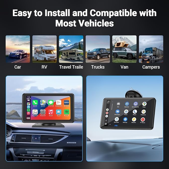 for Apple Carplay Wireless Portable 7" Touchscreen Car Stereo Voice Control - Image 7