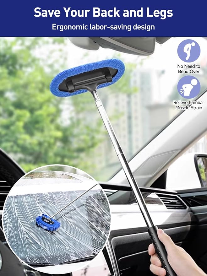 3 in 1 Car Windshield Cleaner Tool 40”Car Rearview Mirror Wiper Squeegee Wash - Image 2