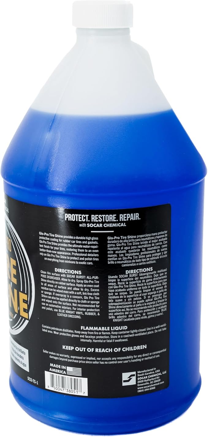 Glo-Pro Tire Shine, 128 oz, 1 Gallon, High Gloss Tire Dressing, Professional - Image 3