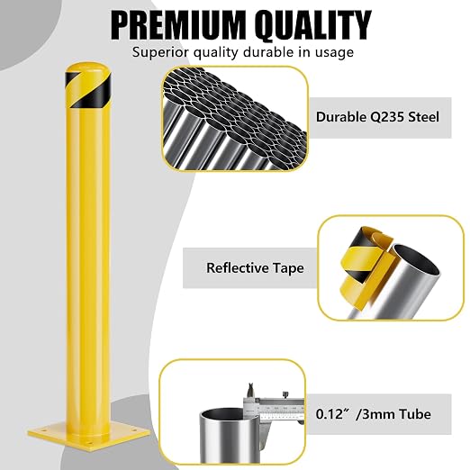 Safety Bollard Post, 36 Inch Height Steel Bollards, 4.5 Inch Diameter Parking - Image 3
