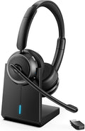 Wireless Headset with ANC & ENC, Wireless Headphones with Flip-to-Mute by Angteela