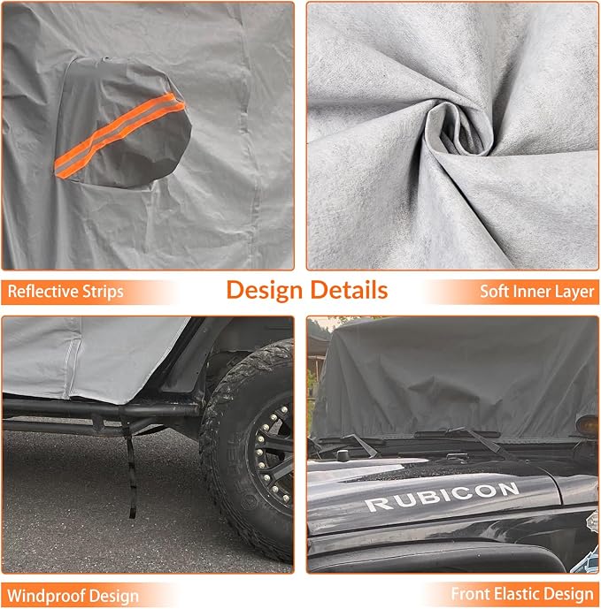 Cab Cover for Jeep Wrangler JK JL 2 Door 2007-2025, Waterproof Wrangler Rain - Image 5