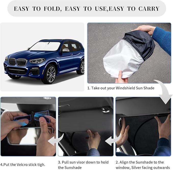 Sun Shade Sunshade for BMW X3 2018-2024 2025 Windshield Cover, 4-Layer Front - Image 6