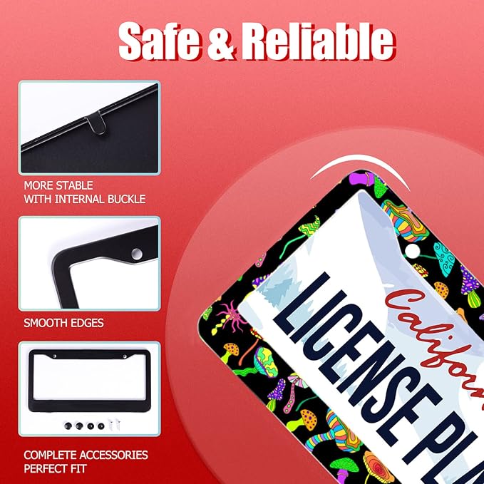 Personalise Colorful Mushrooms License Plate Frames Funny License Plate Frame - Image 2