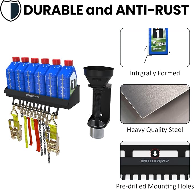 UNITEDPOWER 6 Quart Motor Oil Storage Rack, Bottle Shelf Mount Caddy - Image 3