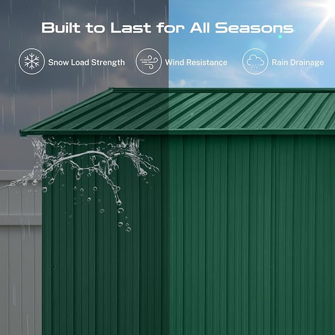 8' x 6' Outdoor Storage Shed, Sturdy Metal Building w/Lockable Doors - Image 8