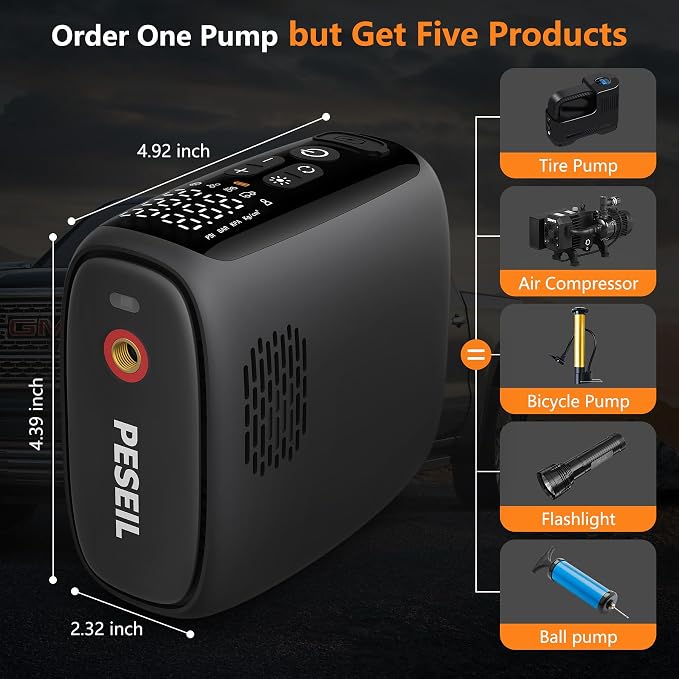 Tire Inflator Portable Air Compressor, 28 Cylinders 12V Air Compressor - Image 6