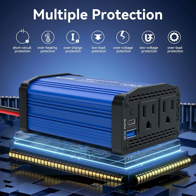 300W Car Power Inverter 12v to 110v, Car Plug in Adapter Outlet - Image 6