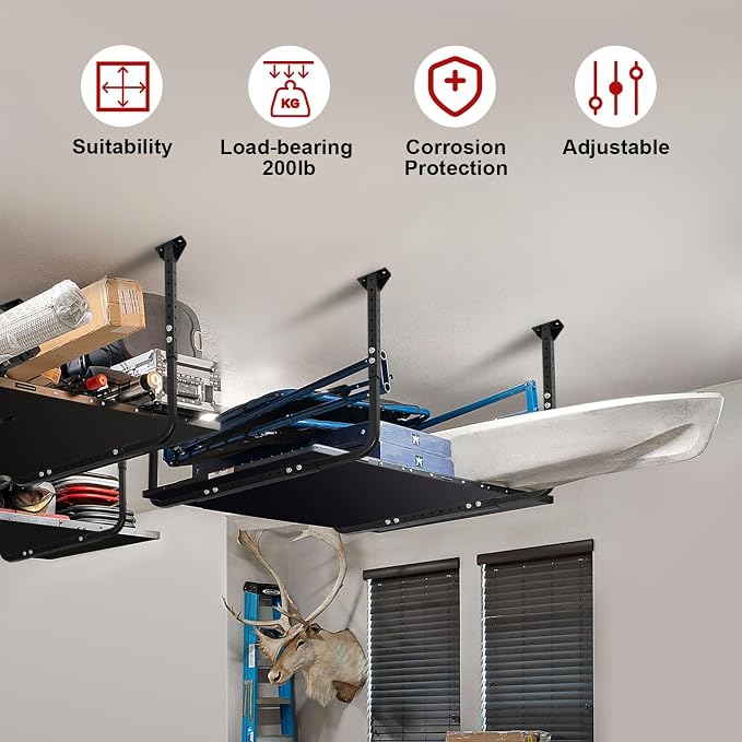 Adjustable Garage Ceiling Storage Racks, Garage Overhead Storage Bracket - Image 7
