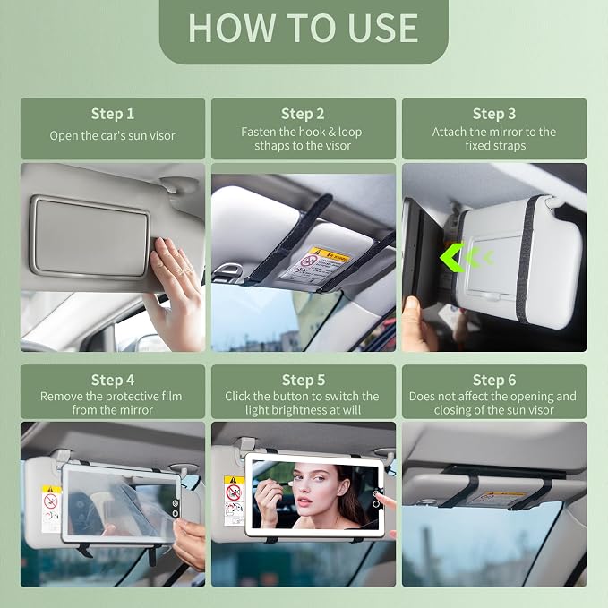 2 Pcs Car Sun Visor Vanity Mirror, Dimmable Rear View Visor Makeup Mirror - Image 7