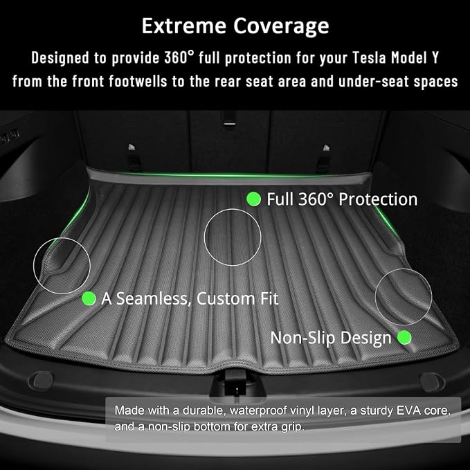 Floor Mats for Tesla Model Y（2021-2025） Custom Fit All Weather Cargo Liner - Image 6