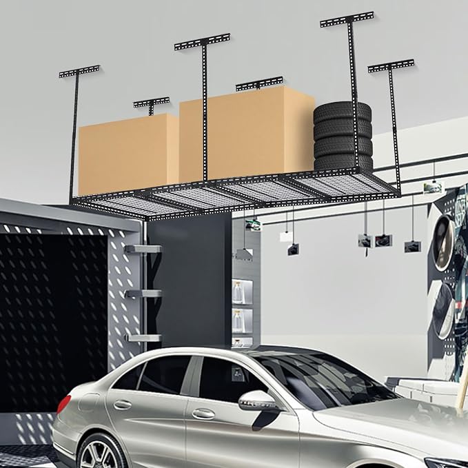 Overhead Garage Storage Rack 4x8 FT, Steel Ceiling Shelves 660lb Capacity - Image 6