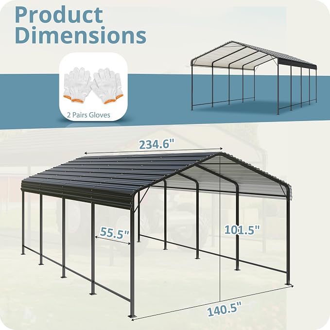 Carport 12x20 FT Metal Carport - Image 6