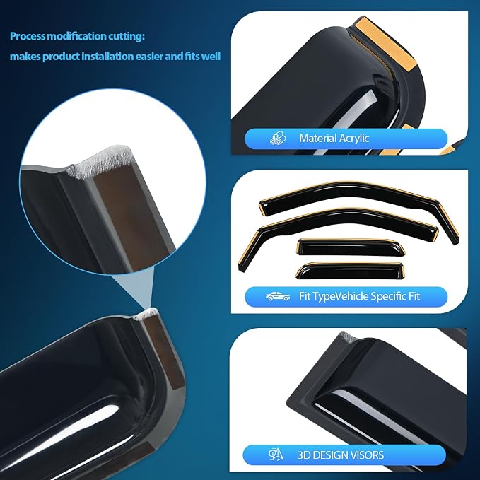 Nilight in Channel Rain Guards for Dodge Ram 1500 2009 2010 2011 2012 2013 2014 - Image 2