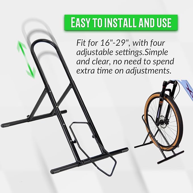 Folding Bike Floor Stand Rack, Portable Bicycle Parking Rack Storage - Image 3