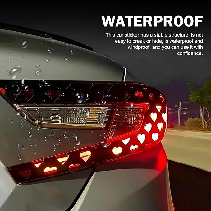 Car Rear Tail Light Lamp Stickers, Hollow Heart Pattern Sticker, Waterproof - Image 5