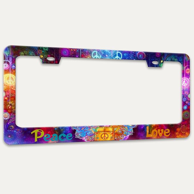 Peace and Love License Plate Frame Peace Symbol License Plate Holders Funny - Image 7