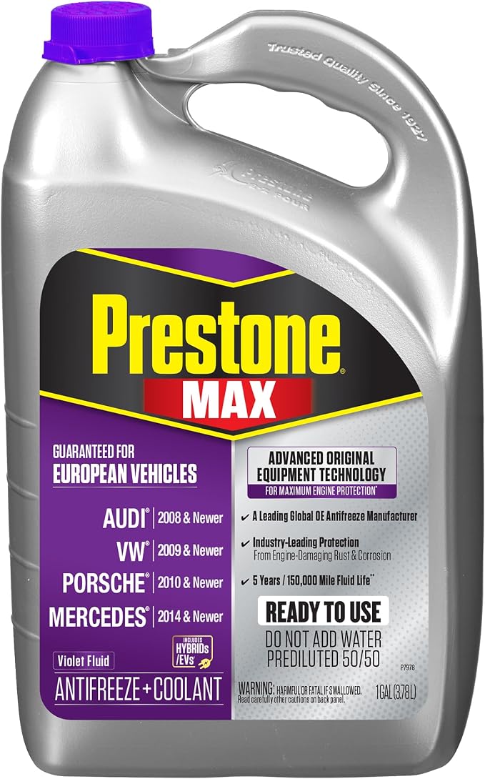 Prestone MAX Euro Violet 50/50 Antifreeze Automotive Coolant, Pack of One by Prestone