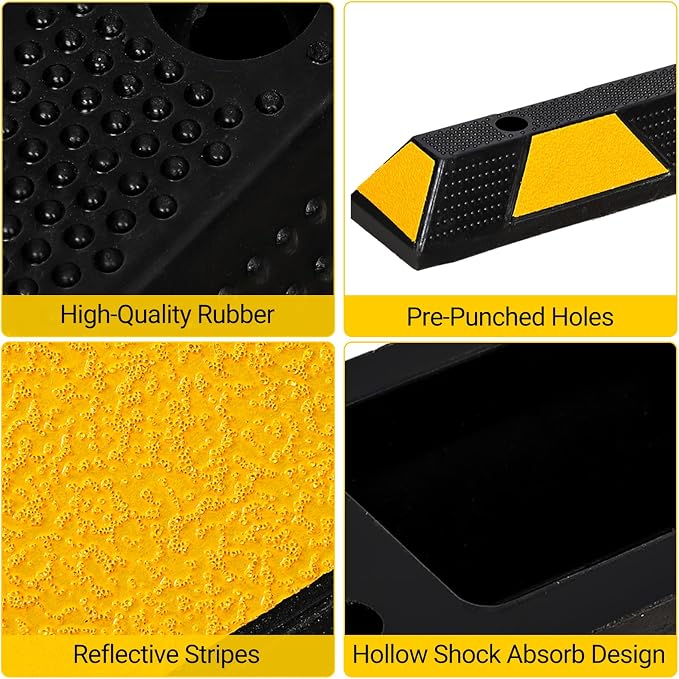 72" Car Parking Stopper, Heavy Duty Rubber Parking Curb Wheel Stops - Image 6