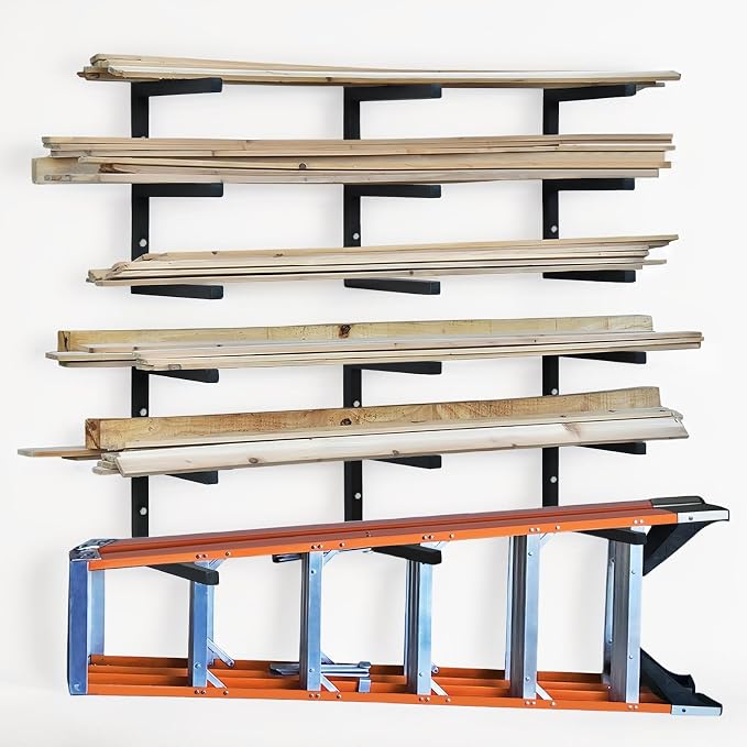 Wood Storage Racks with 3 Level, Garage Organizer Lumber Storage Rack Wall by BOLESHU