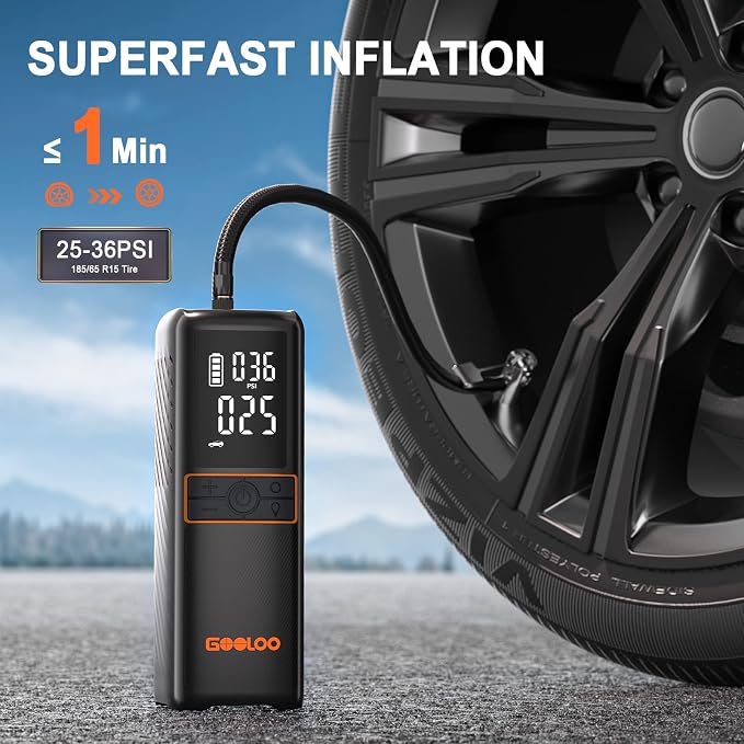 GOOLOO GT160 Tire Inflator Portable Air Compressor, 160PSI Portable Air Pump - Image 2