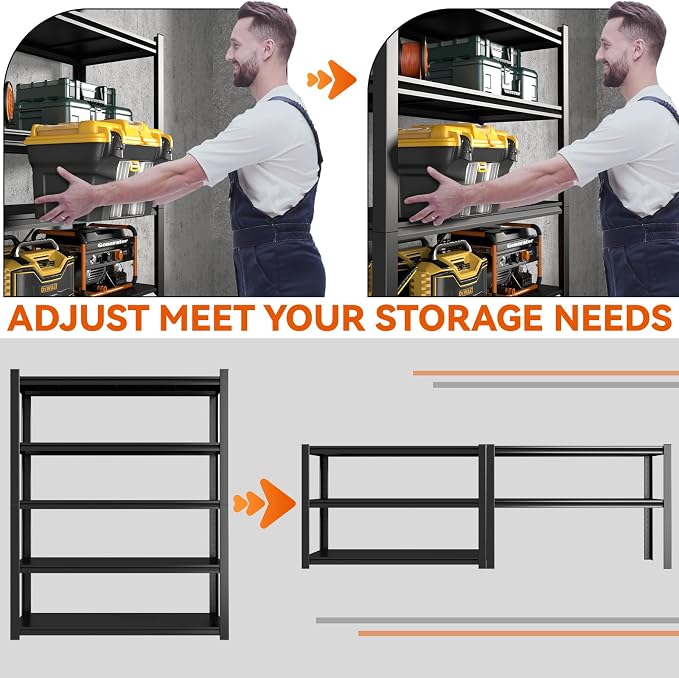 Heavy Duty Shelving, 5-Tier Metal Storage Shelves, Metal Shelves - Image 6