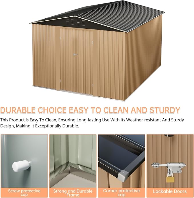 Outdoor Storage Shed, 8x8 FT Metal Garden Shed - Image 6
