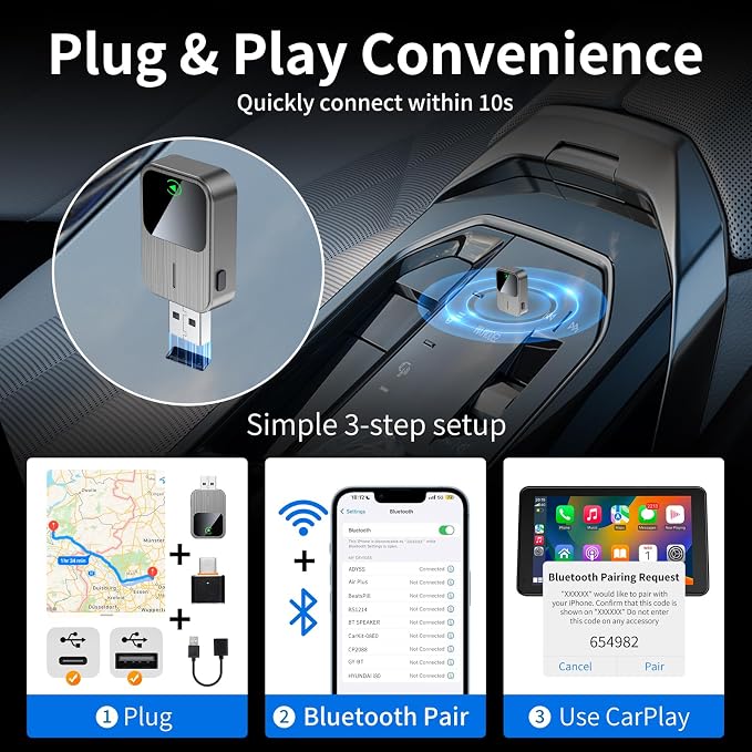 Wireless CarPlay Adapter-2025 Upgrade Built-in Wired CarPlay to Car Play - Image 4
