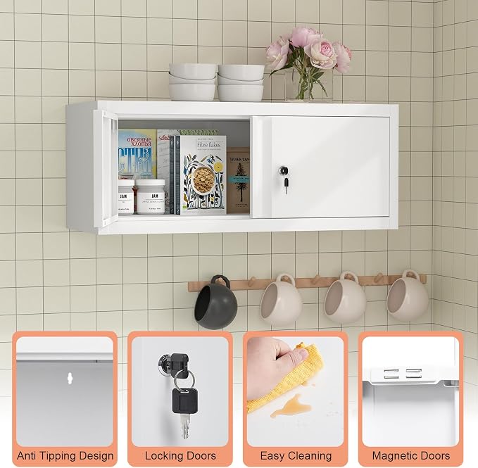 LUCYPAL Metal Storage Cabinet, Garage Wall Mounted Storage Cabinet - Image 5