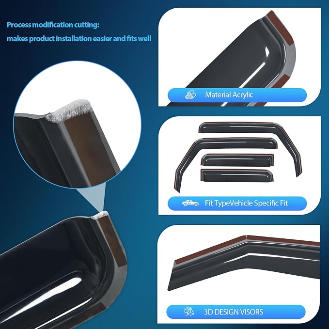 Nilight in Channel Rain Guards for Gladiator 2020 2021 2022 2023 Window - Image 2