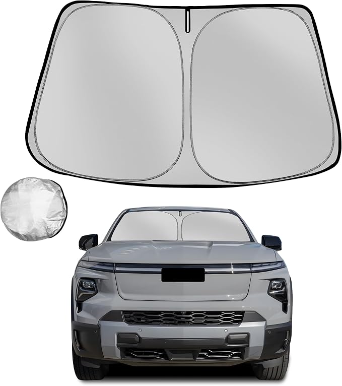 Windshield Sun Shade for 2024-2025 Che-vrolet/Chevy Silverado EV Foldable Sun by Fonowka