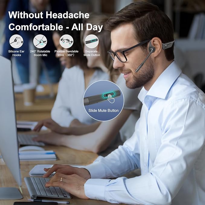 Trucker Bluetooth Headset with DSP Noise Cancelling Microphone, Open Ear - Image 4