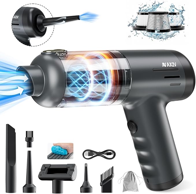 2-in-1 Car Vacuum&Air Duster, 80W/16kpa/12KRPM/30 Mins, High Powerful Dust by AX2V-DirectACCESSORYTOVEHICLE