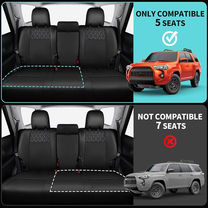 Seat Covers for Toyota 4Runner 2011-2024, Faux Leather Car Seat Cover Full Set - Image 5