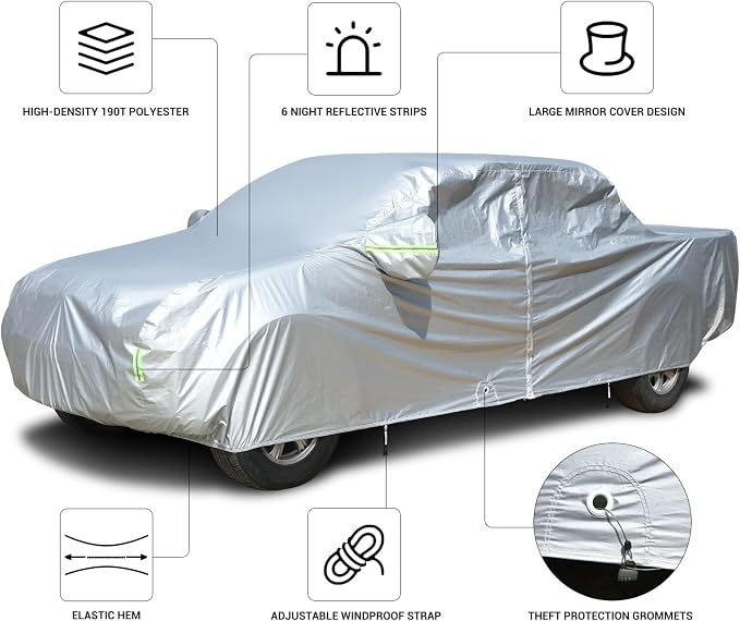 Tecoom Truck Cover Waterproof All Weather, Breathable Light Shell Outdoor - Image 2