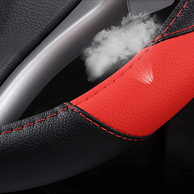 Leather Car Steering Wheel Cover, Non-Slip Car Wheel Cover Protector Breathable - Image 5